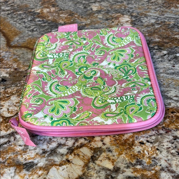 Lilly Pulitzer Pink and Green Paisley IPad Pouch - Picture 1 of 9